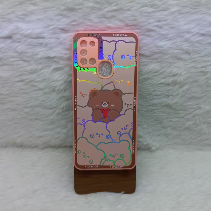 گارد (قاب) دخترونه A21s مدل هولوگرامی طرح پاندا صورتی مناسب گوشی Samsung A21s