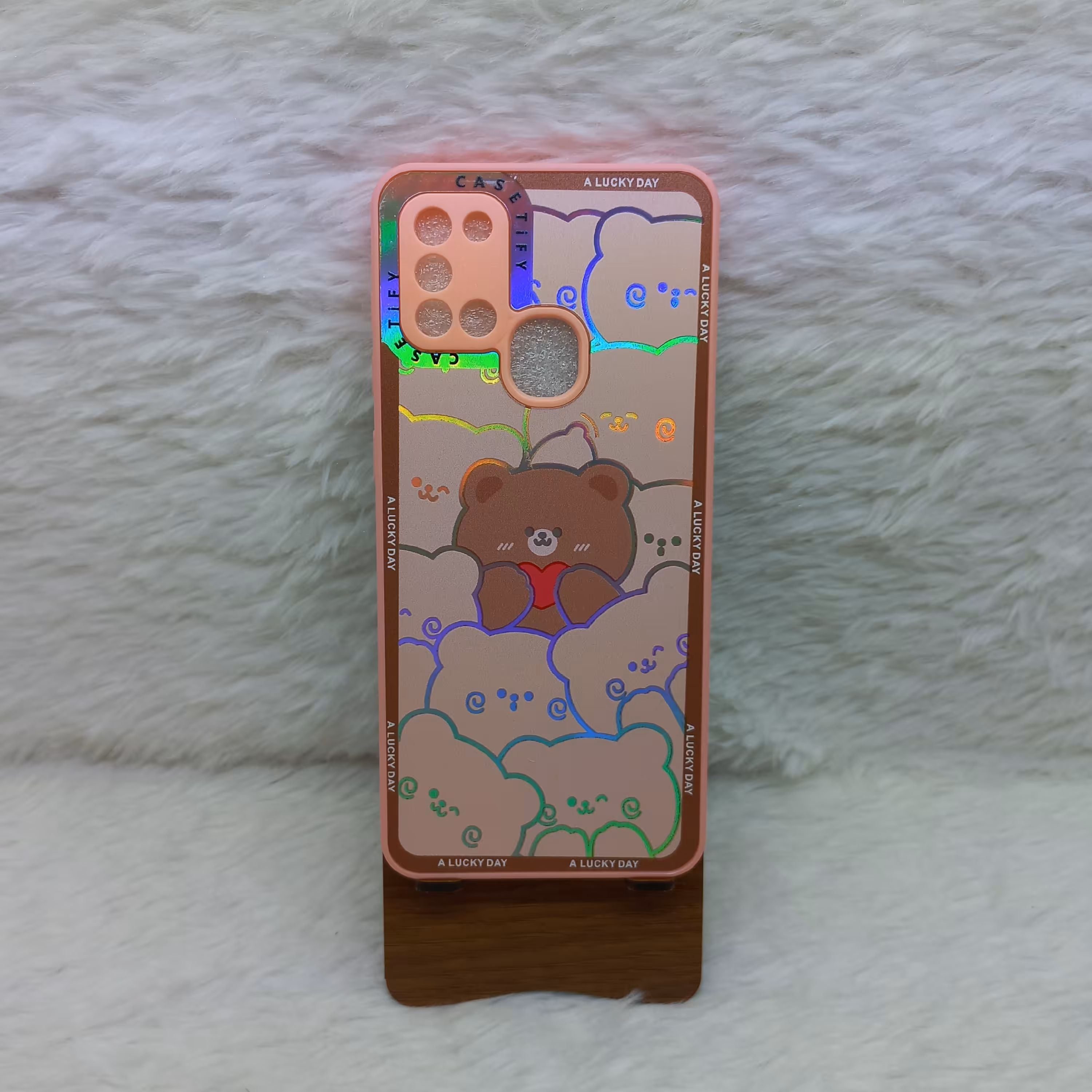 گارد (قاب) دخترونه A21s مدل هولوگرامی طرح پاندا صورتی مناسب گوشی Samsung A21s