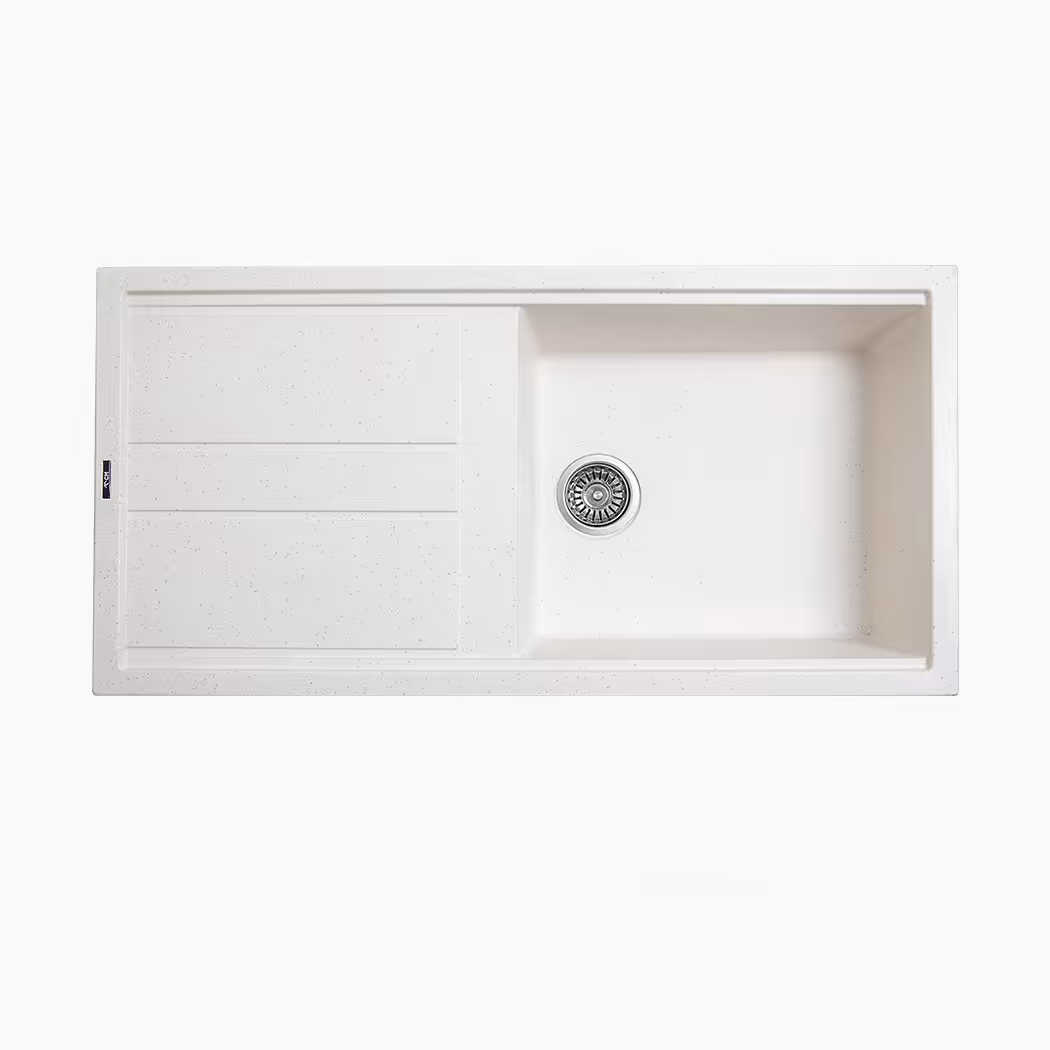 سینک گرانیتی سفید تک لگنه سینی دار