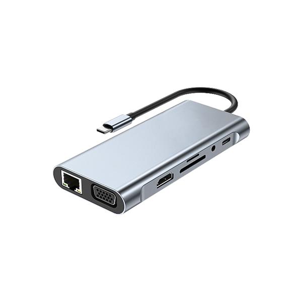هاب تایپ سی به USB-C /LAN/VGA/HDMI /TF/SD /Audio/4USB30