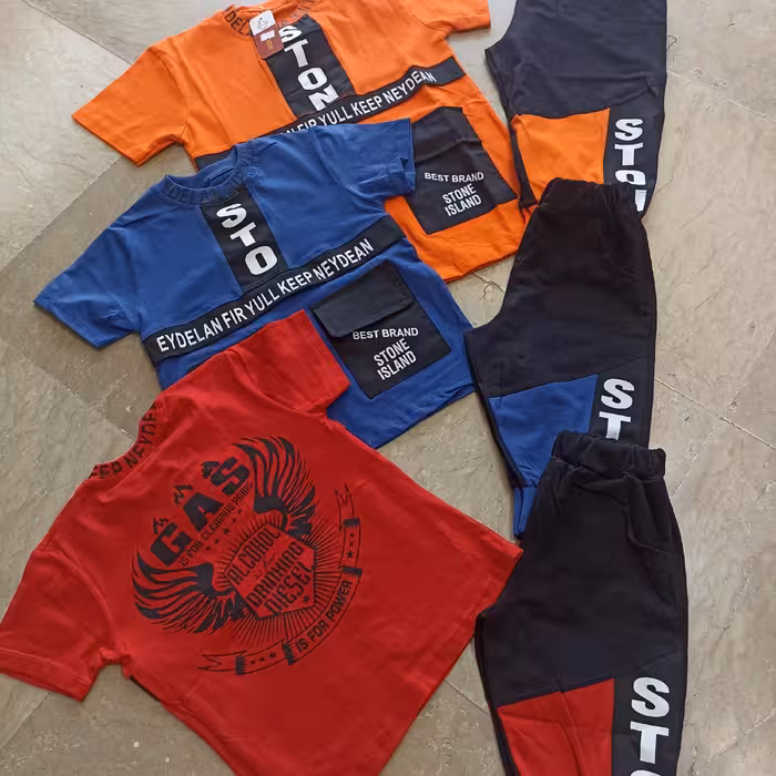 تیشرت و شلوارک پسرانه  جیبدار مناسب برای 5تا11سال