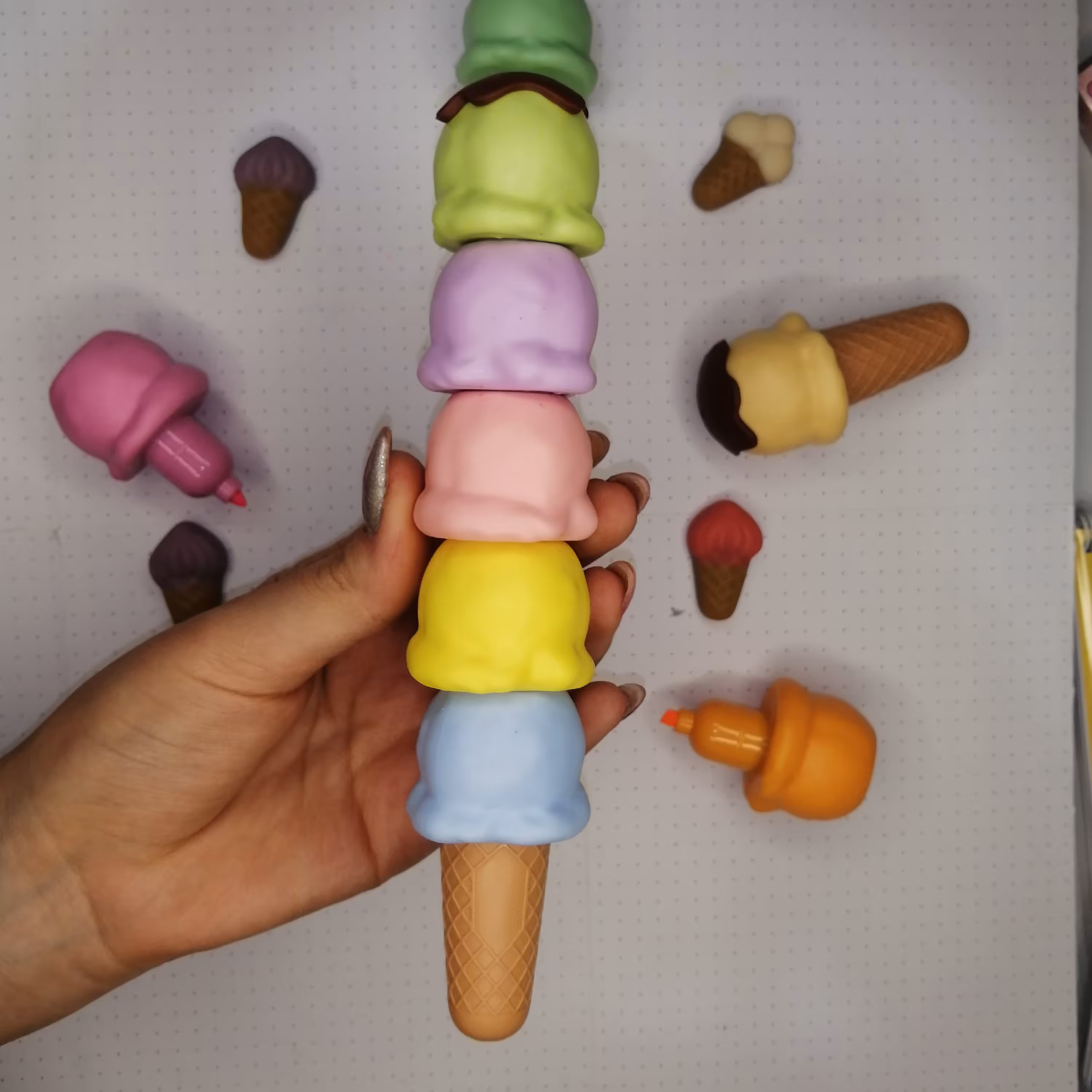 ماژیک هایلایتر علامت گذار طرح بستنی در 5 رنگ مختلف پاستلی رنگ های روشن 