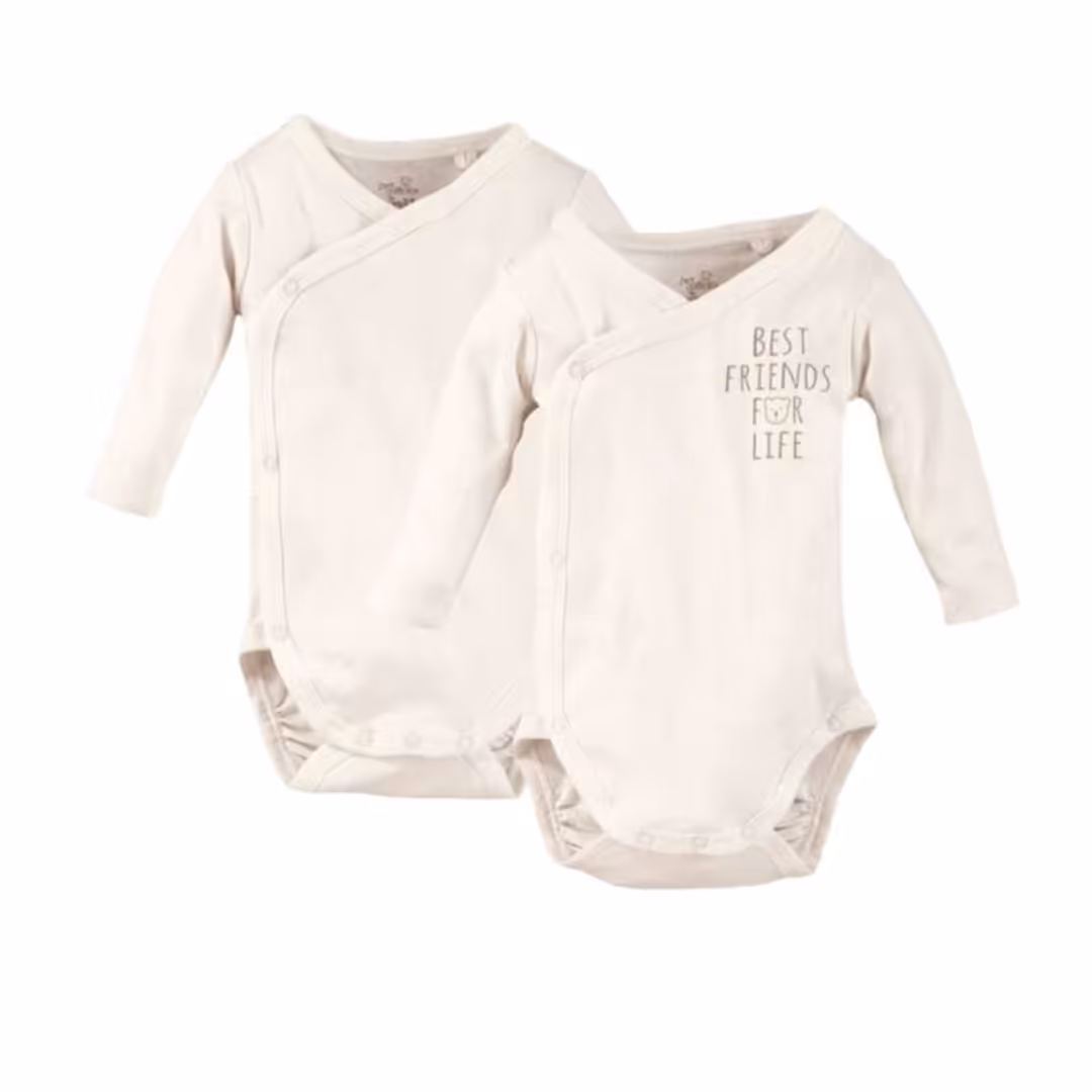 بادی لوپیلو پک 2عددی بادی گیاهی  برند آلمانی لوپیلو  lupilu طرح  best friend for life  سایز 2-6ماه کد 140155