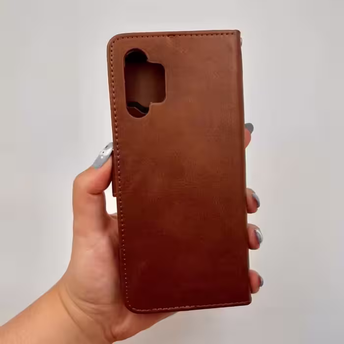 کیف گوشی Galaxy A13 4G سامسونگ چرمی مدل جاکارتی مگنت دار قهوه ای کد 32802