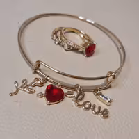 ست دستبند و انگشتر قلب تیتانیوم