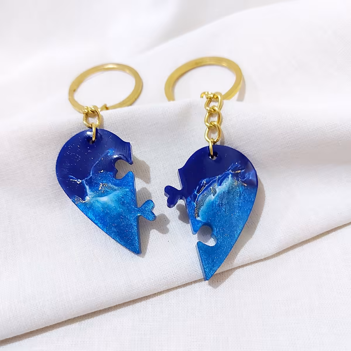 ست جاکلیدی قلب پازلی مدل دریا