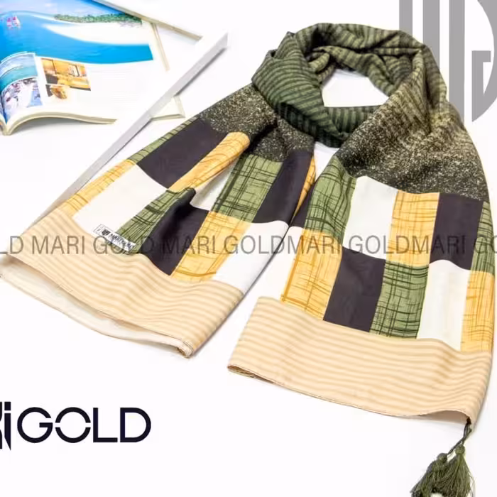 شال نخی چهار فصل اسپورت برند ماری گلد منگوله دار 