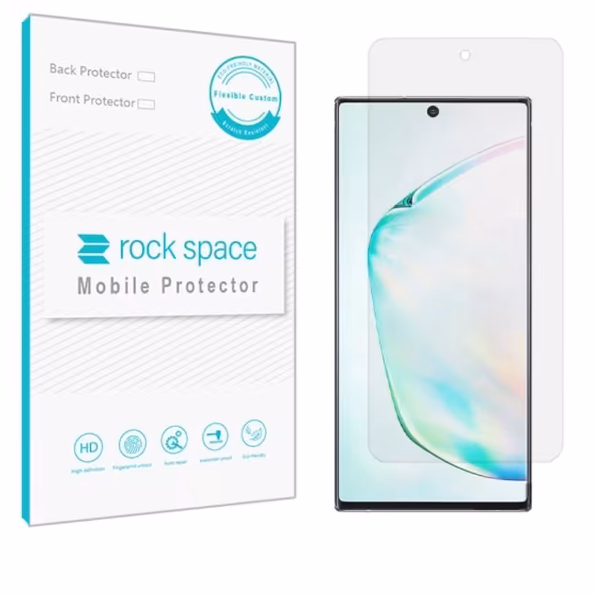 گلس نانو هیدروژل شفاف و ضد ضربه گوشی سامسونگ Galaxy NOTE 10 PLUS برند راک اسپیس 