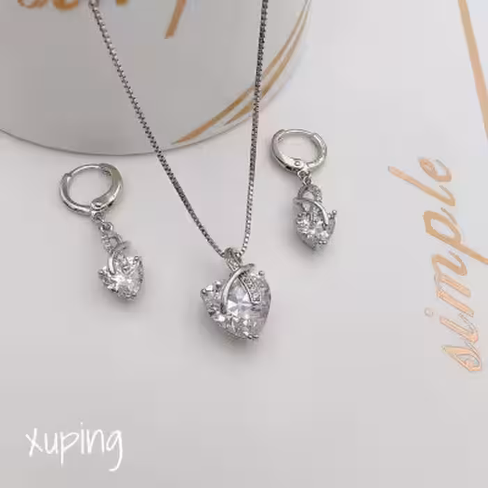 نیم ست قلب الماسی نقره از برند ژوپینگ