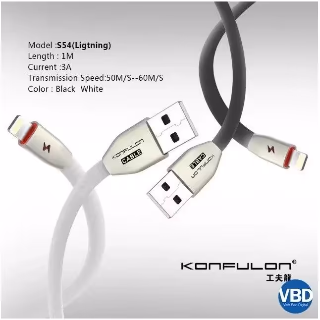 کابل تبدیل USB به لایتنینگ کانفلون مدل S54 طول 1 متر