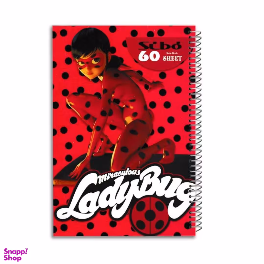 دفتر 60 برگ خط دار سیبو طرح لیدی باگ نشسته