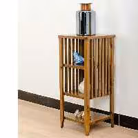 استند دکوری سه طبقه چوبی چوب زیبای روس رنگ قهوه ای روشن ضد آب