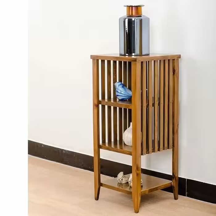 استند دکوری سه طبقه چوبی چوب زیبای روس رنگ قهوه ای روشن ضد آب