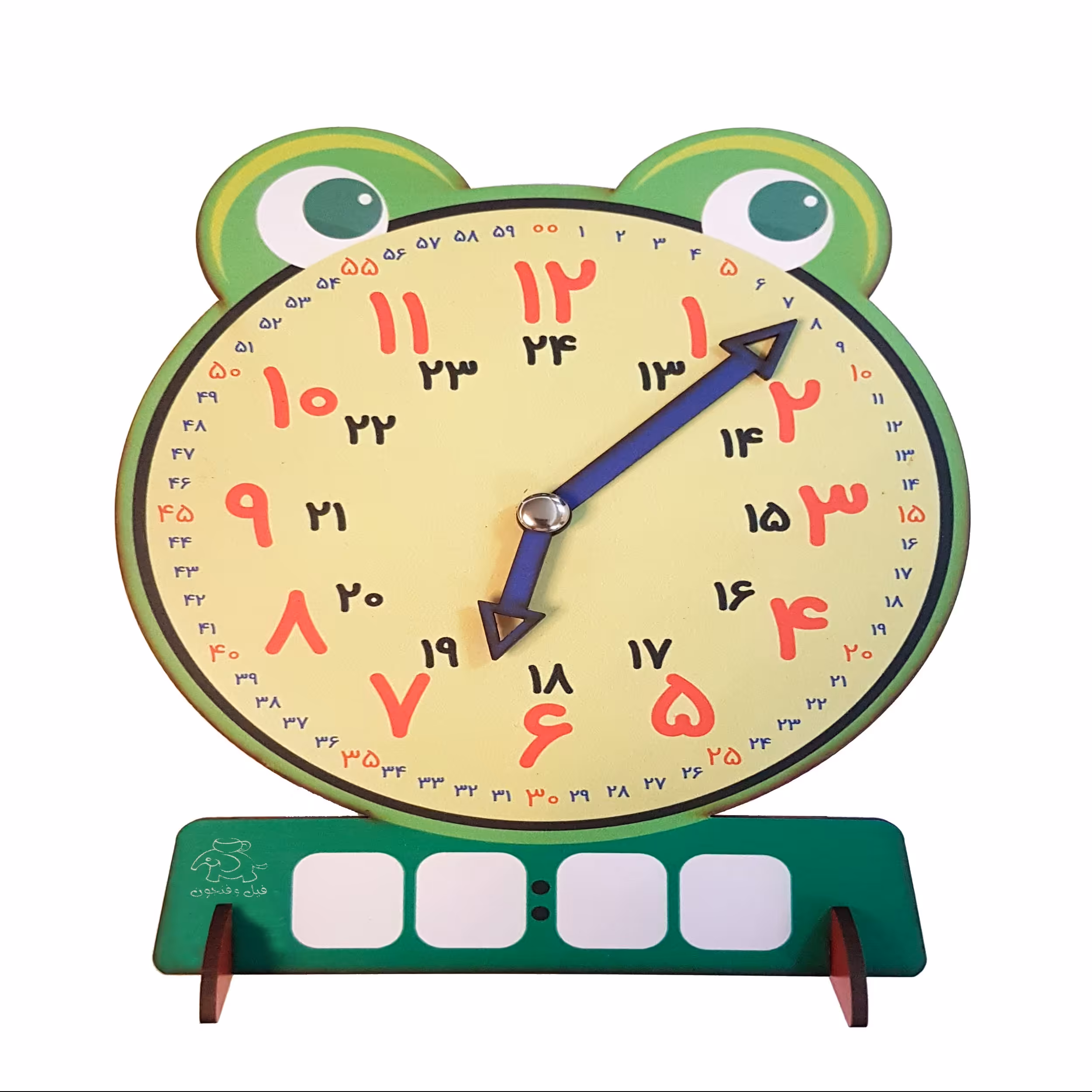 ساعت آموزشی وایت بردی مدل قورباغه سبز - فیل و فنجون