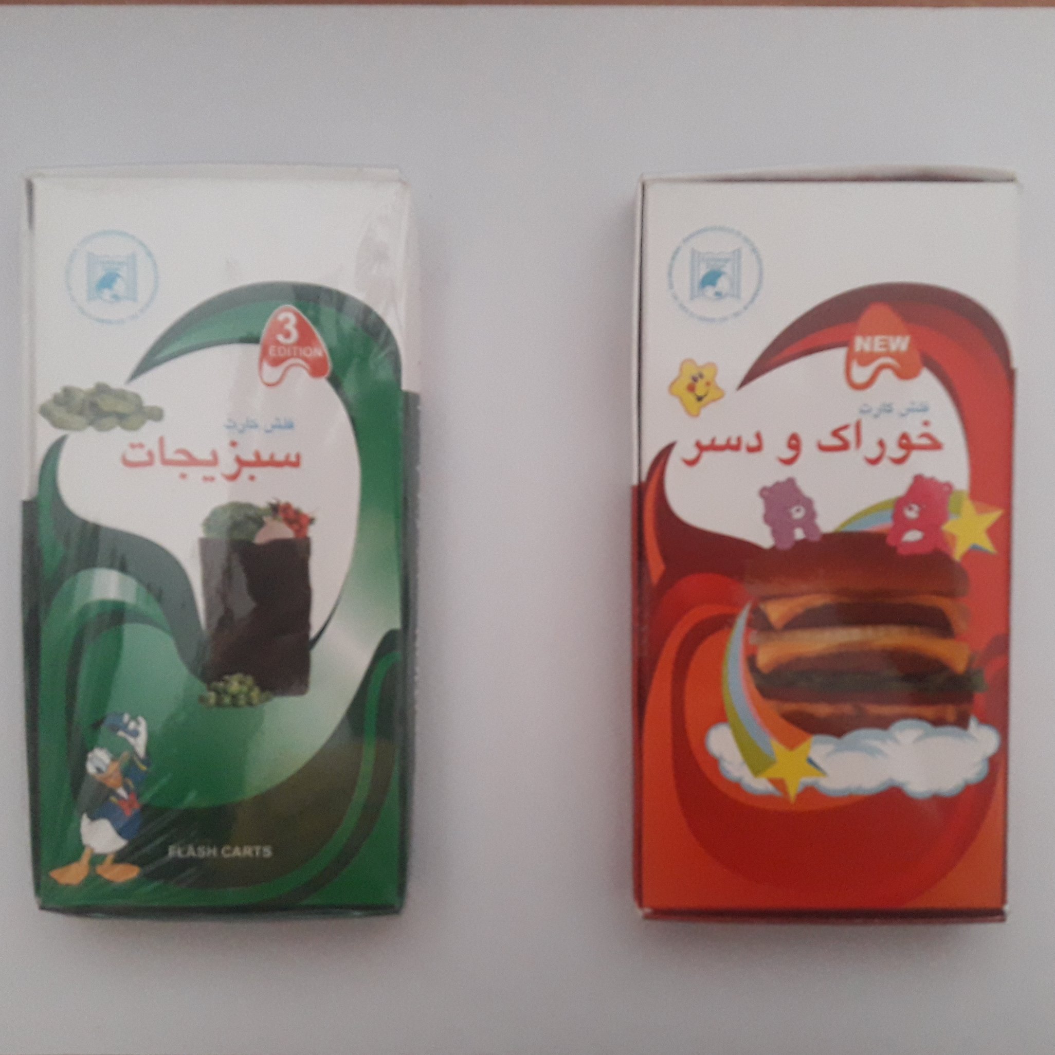 فلش کارت آموزشی زبان انگلیسی سبزیجات و خوراک و دسر به صورت پک دوتایی
