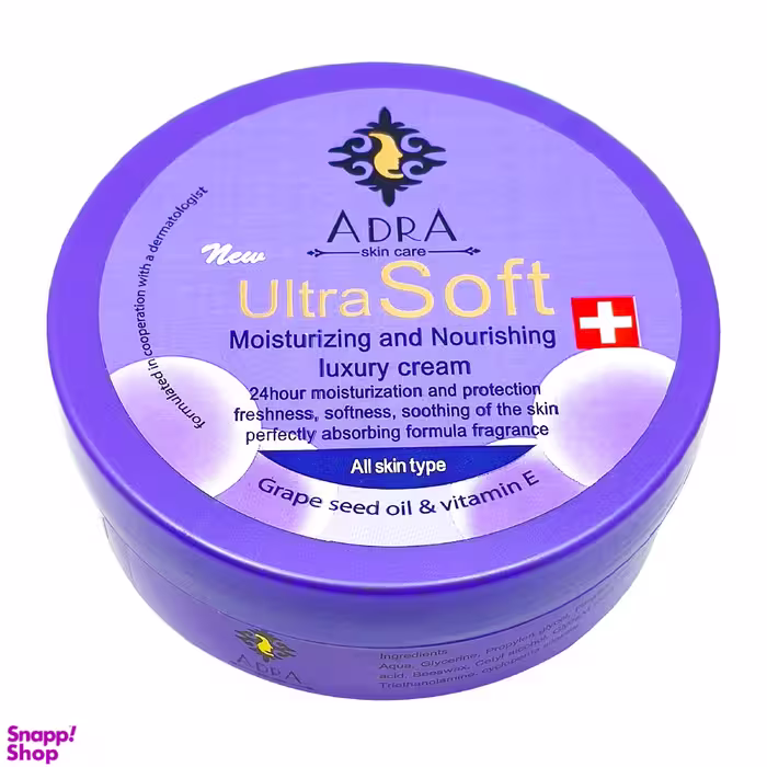 کرم مرطوب کننده آدرا (Adra) مدل Grape seed Oil & Vitamin E حجم 200 میلی‌ لیتر