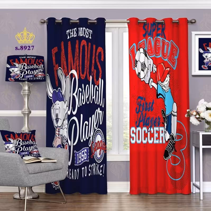 پرده اتاق خواب کودک دو قواره طرح کارتونی کد S8927