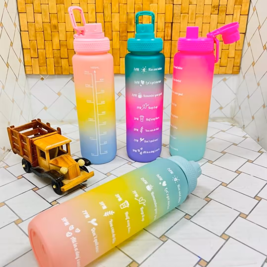 قمقمه آب مات نشکن پیچی در 4 رنگ مختلف 1000 میل وارداتی 