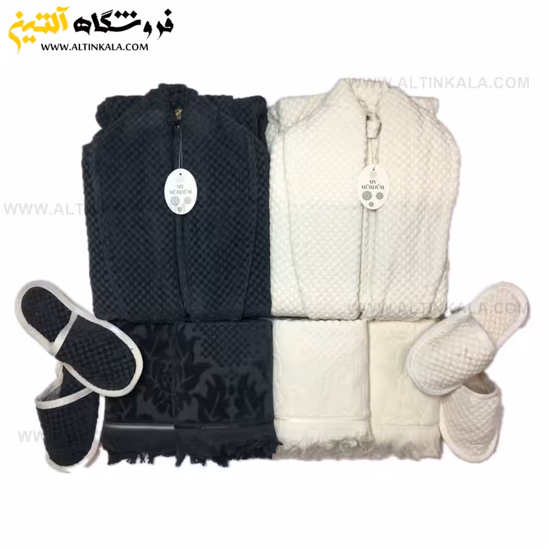سرویس حوله عروس و داماد 10تکه ژاکارد برجسته برند MURDUM