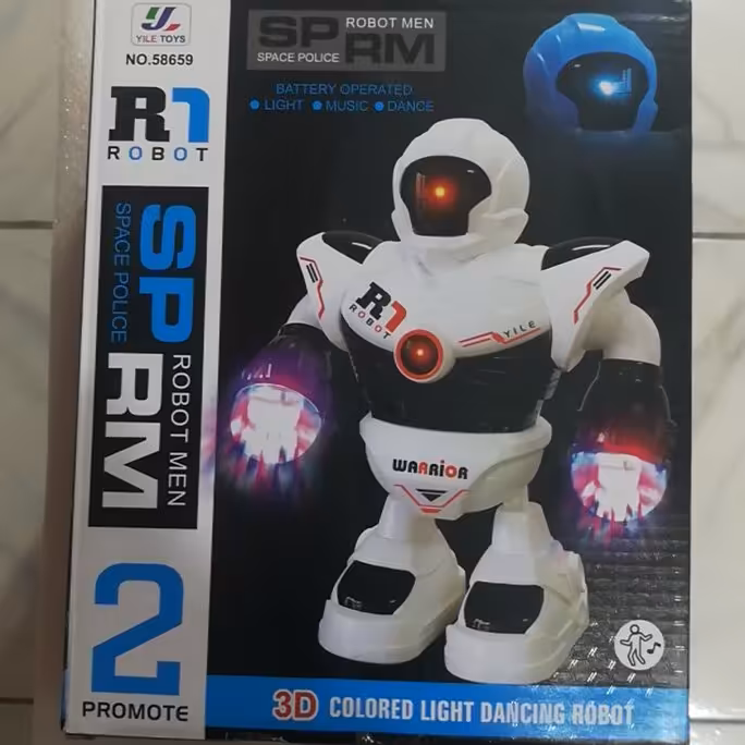 ربات آدم باطریخور، موزیکال، چراغدار، متحرک، وارداتی 