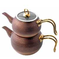 سرویس کتری و قوری کاملا گرانیتی و کف چدن ، طرح رنگ بندی دو رنگ 