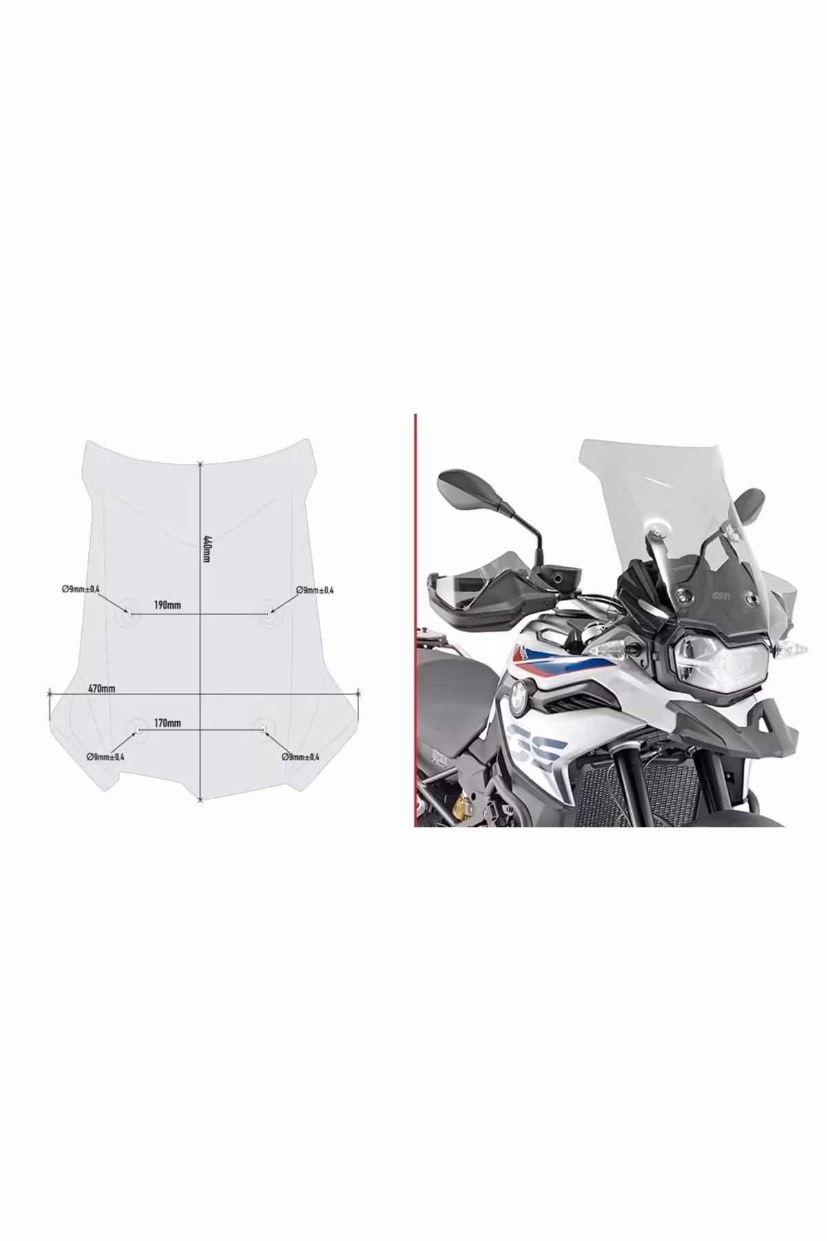 شیشه جلو موتورسیکلت D5127SBMWF750GS F800GS F850GS 18 24 سیم پیچ Givi