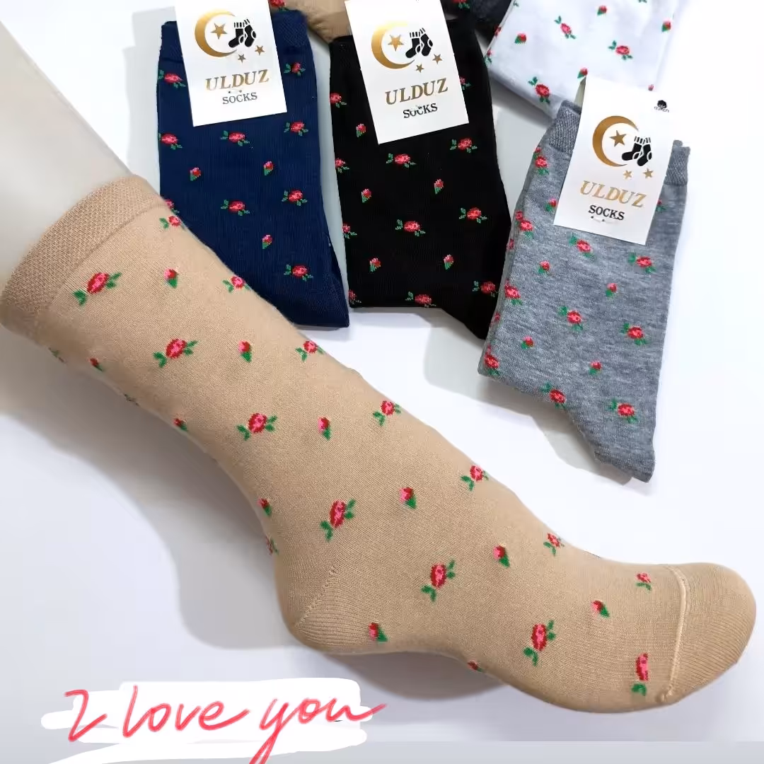 جوراب ساقدار گل رز