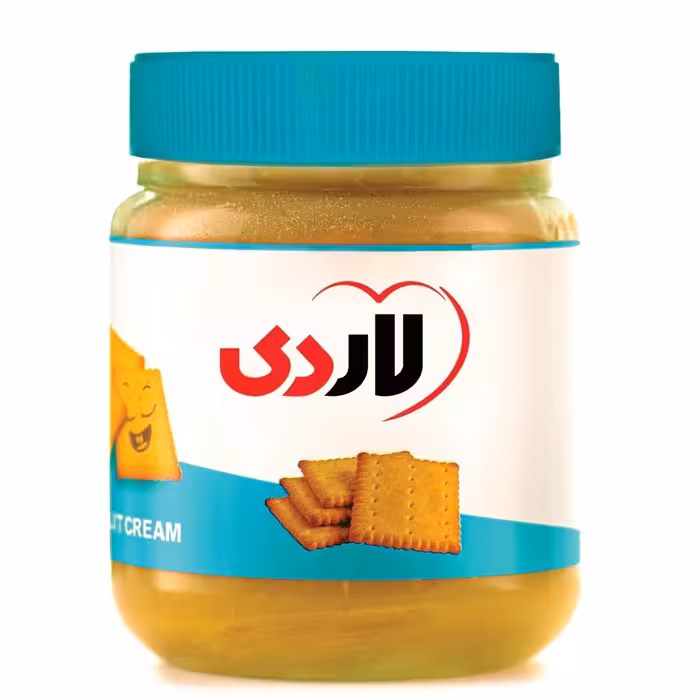 کرم بیسکوئیت 300 گرم لاردی   بسته بندی شیشه ای 