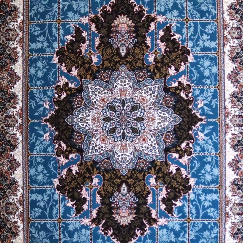 فرش ماشینی 12 متری زمینه ابی 440 شانه (پس کرایه)