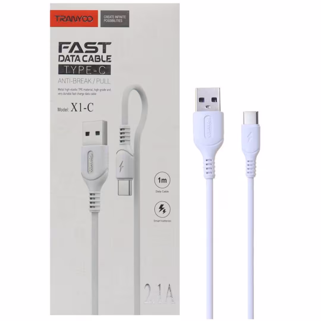 کابل فست شارژ Tranyoo X1-C 2.1A Type-C 1m