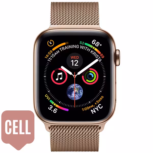 سری 4 استیل زنانه 40 میلیمتری مدل Gold Stainless Steel Case with Gold Milanese Loop سلولار - Hiapple.ir