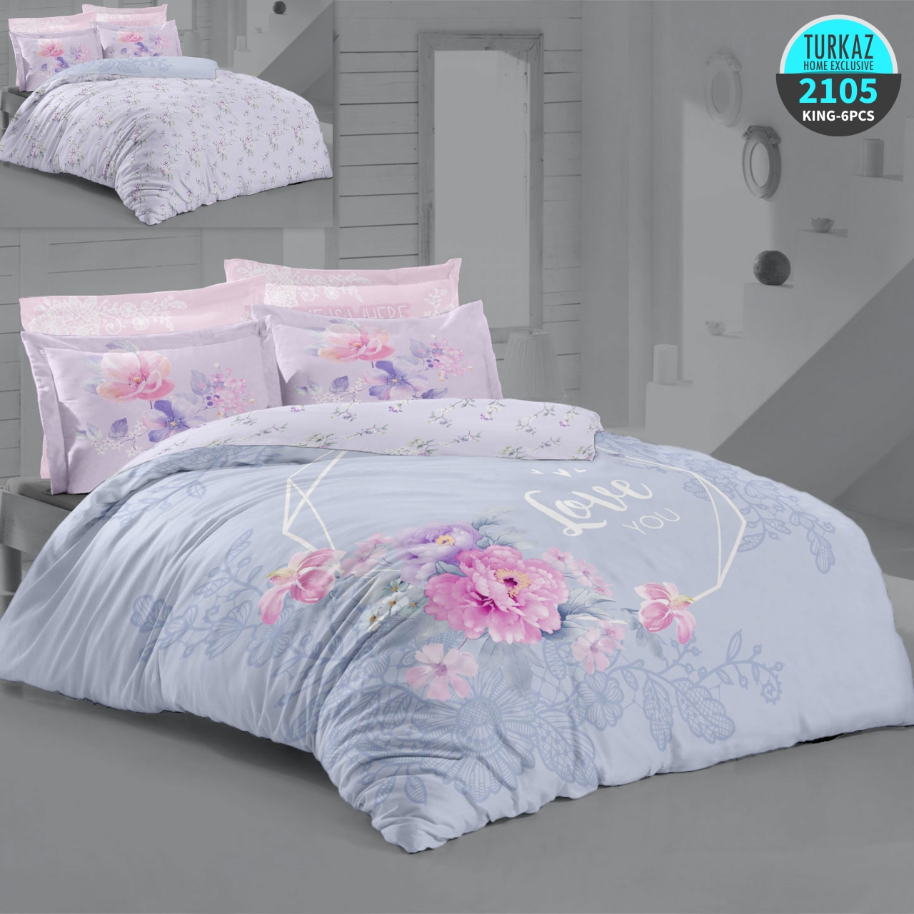 ست روتختی ترک آز کد 2105 دونفره 6 تکه