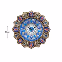 ساعت دیواری خاتم گل مرغ با میناکاری، 47 سانتی