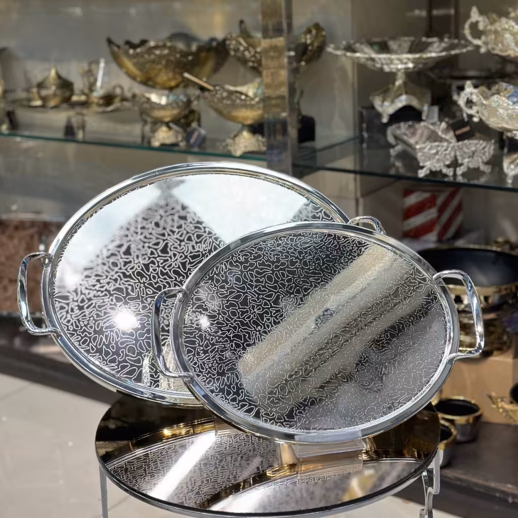 سینی بیضی استیل 2تیکه اماراتی