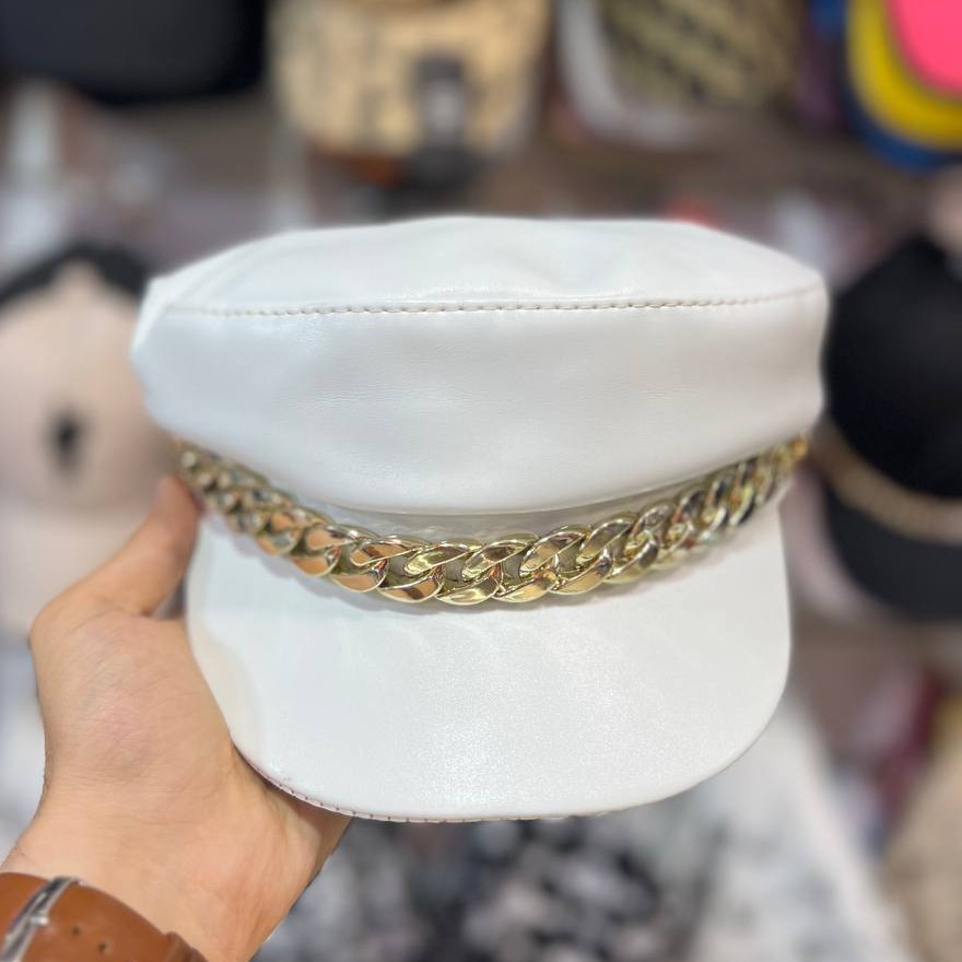 کلاه کاپیتانی مشکی و سفید کلاه چرم کلاه اسپرت کلاه زنانه کلاه دخترانه