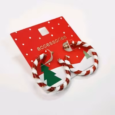 گوشواره کریسمسی حلقه ای آبنباتی ، کار فوق العاده زیبا و فانتزی