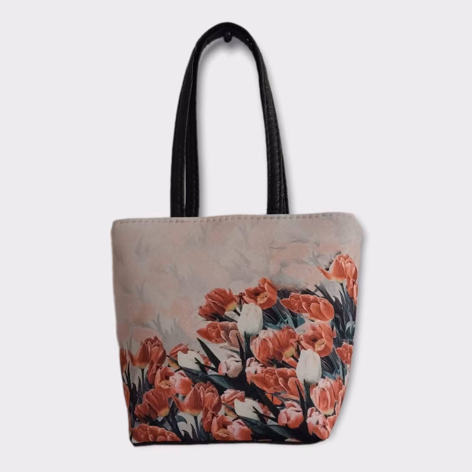 کیف دستی دخترانه طرح لاله قرمز تیره