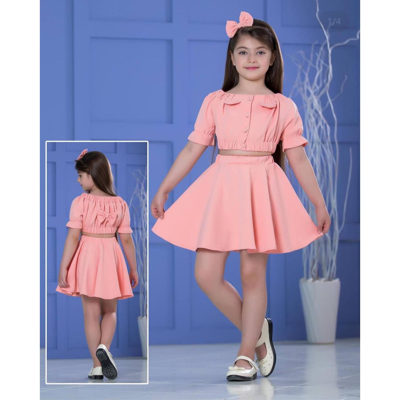 سه تیکه کراپ و دامن مجلسی دخترانه سایز 2 تا 5 سالچ