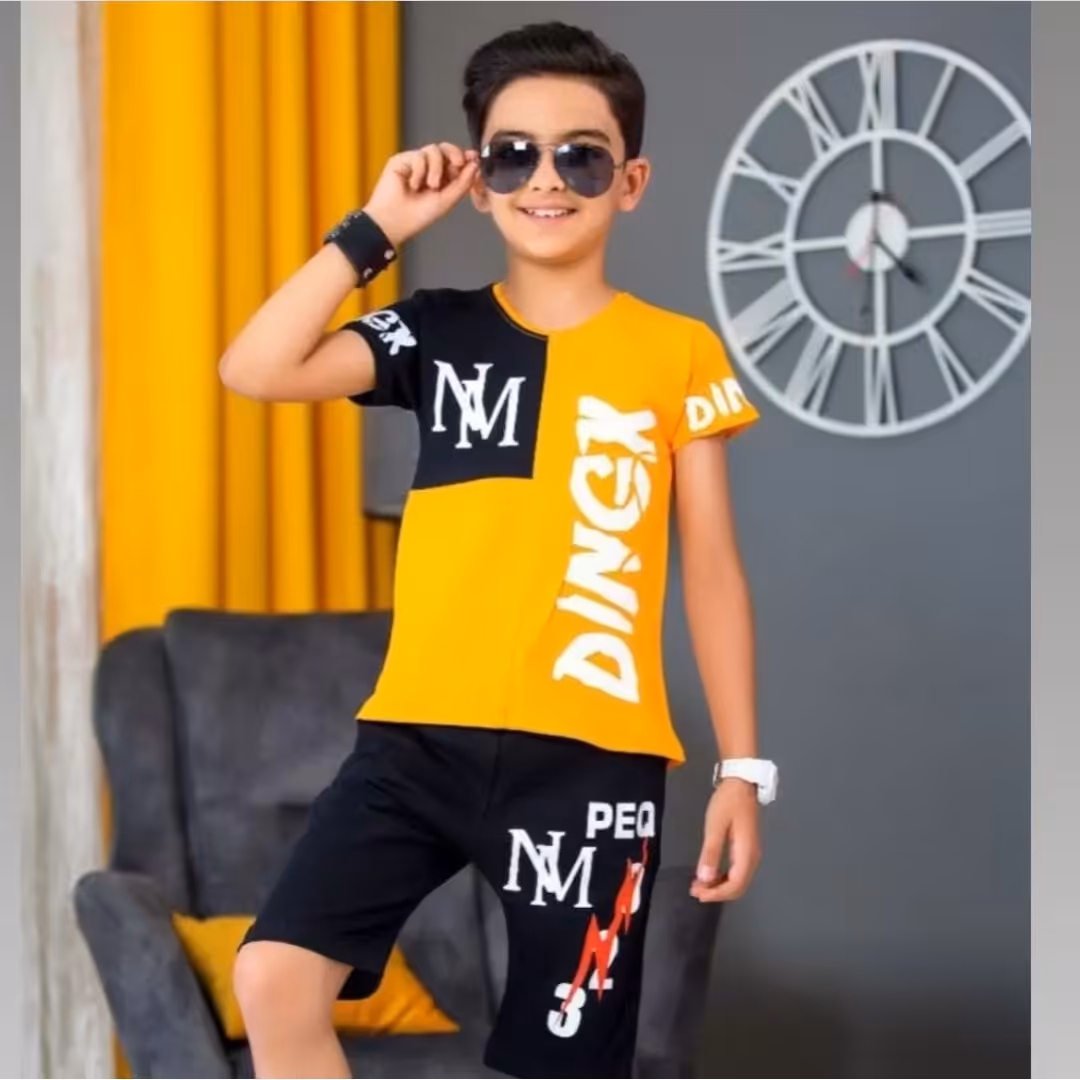 ست دو تیکه پسرانه جنس پنبه یکرو لاکرادار سایز بندی 45،50،55