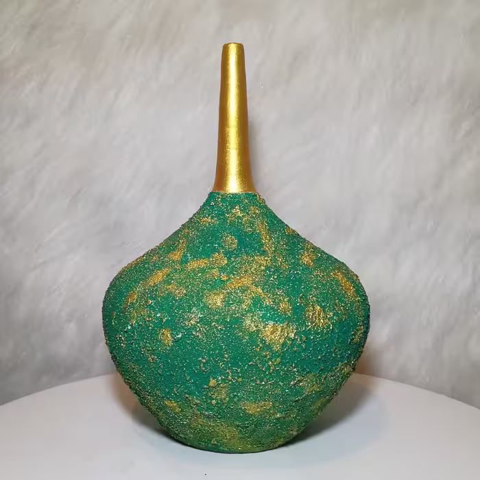 گلدان سفالی پتینه کاری آنتیک مدل سوزنی