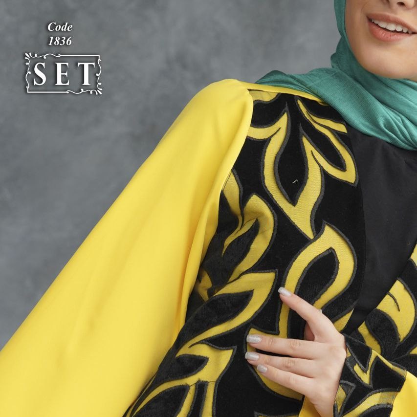 مانتو کرپ مجلسی مدل پارمیدا رنگ زرد برند SET