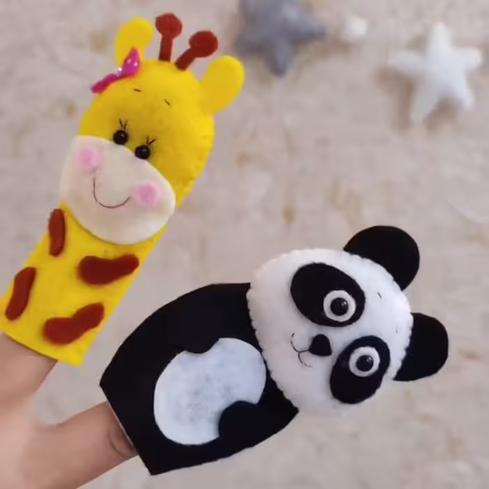 عروسک انگشتی زرافه و پاندا 
