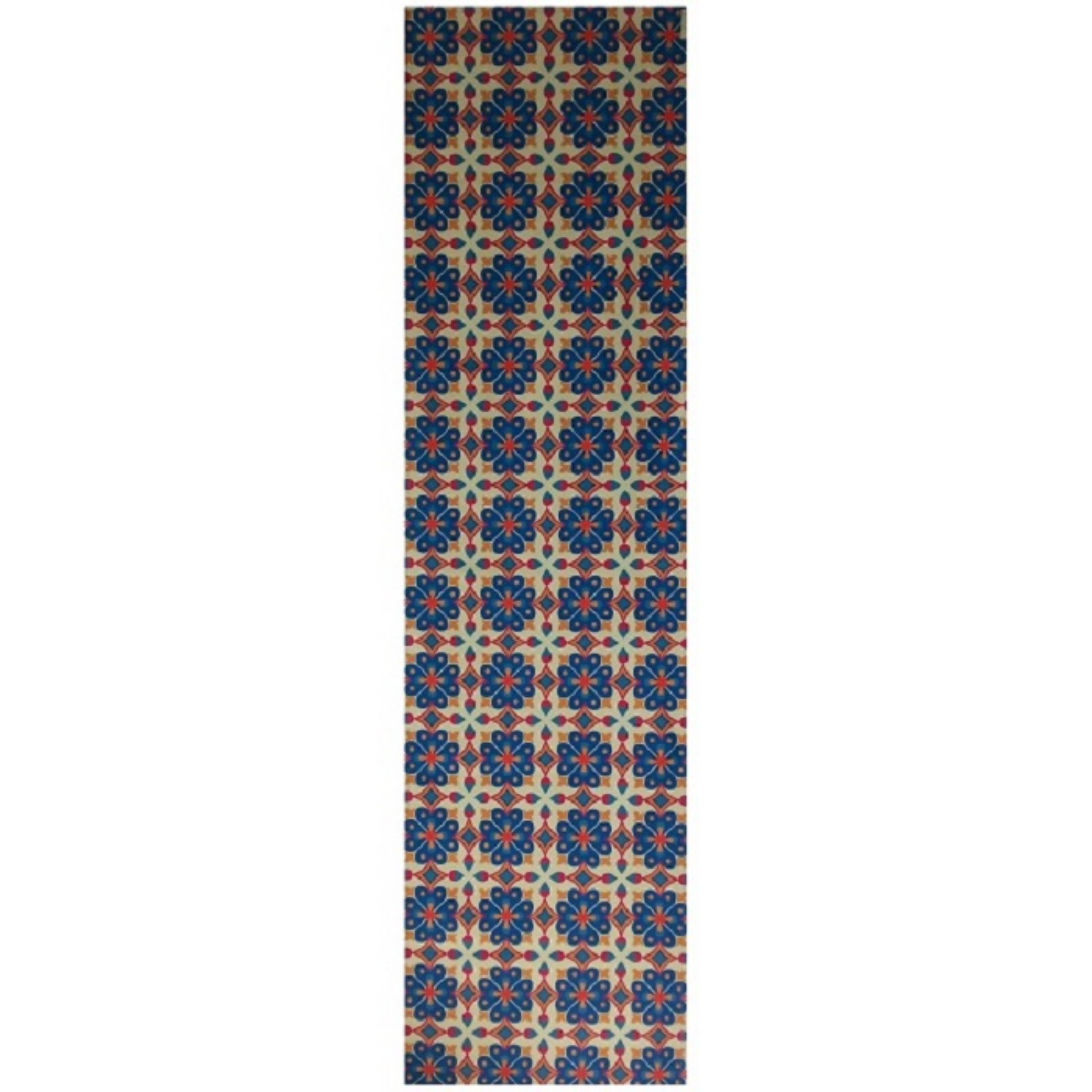رومیزی رانر مخمل کوبیده طرح کاشی کد MAKHRAN4 کیفیت جنس و رنگ عالی بدون آستر