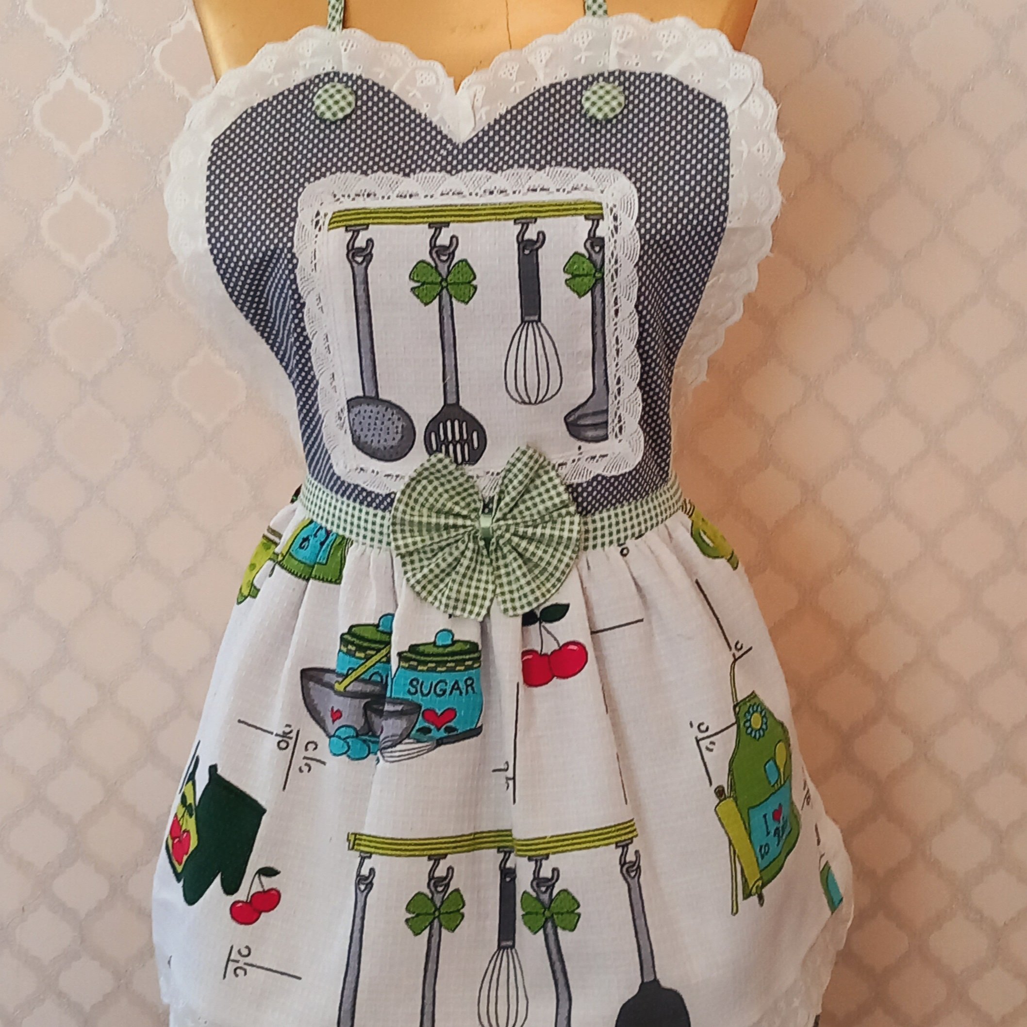 پیشبند دو دامنه قلبی کتان  ضد  آب 