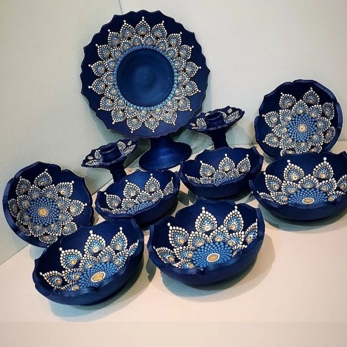 ست هفتسین سفالی نقطه کوبی سنتی