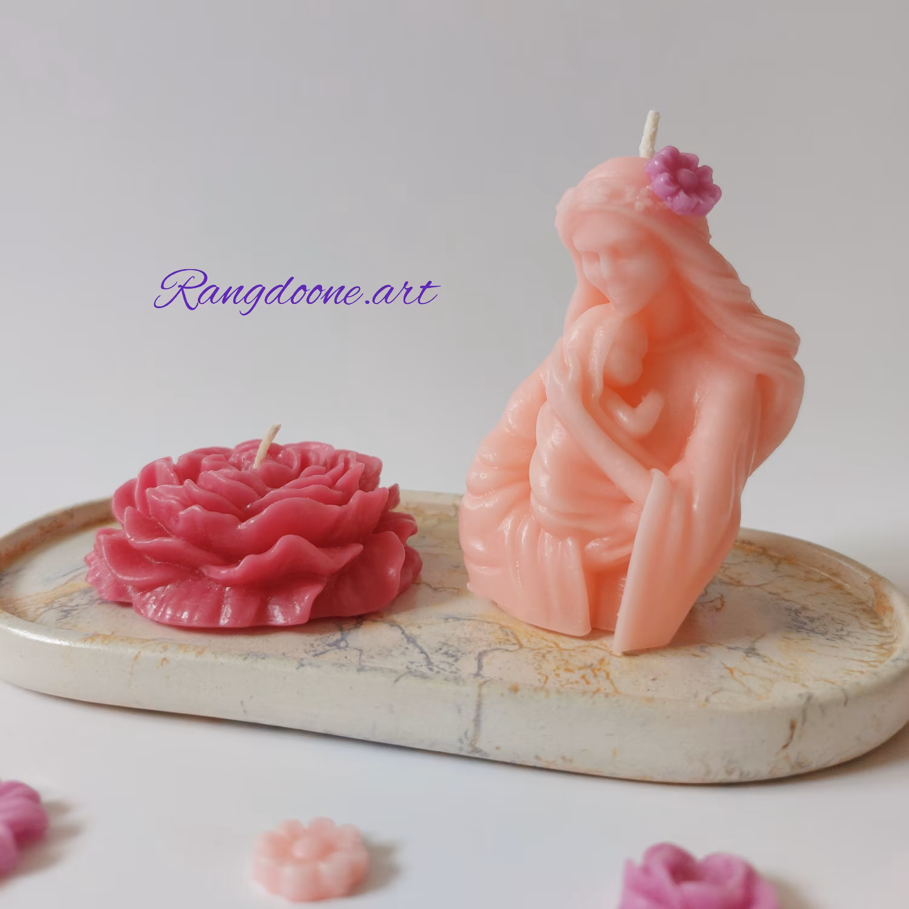 پک هدیه سه تیکه شمع و زیر شمعی مناسب روزمادر 