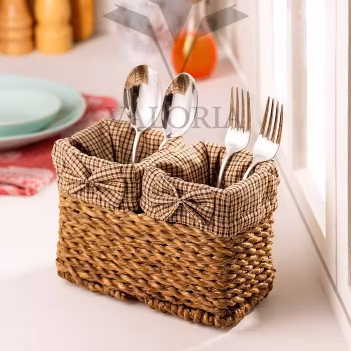 جا قاشقی حصیری دوخانه مربع طرح دار