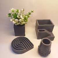 ست بتنی گلدان و  جا قلمی  مدل 1