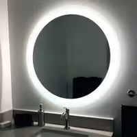   آینه بک لایت فریم لس ( بدون قاب ) گرد 70 سند بلاست (جیوه برداری شده)  با نور های سفید و آفتابی و...