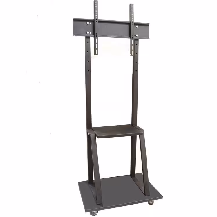 پایه تلویزیون ایستاده نمایشگاهی دوطبقه و چرخ دار از 40 تا 75 اینچ